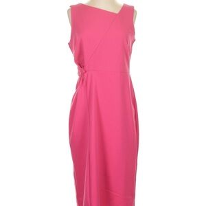 Talbots Vibrant Hot Pink Sleeveless Midi Sheath Dress